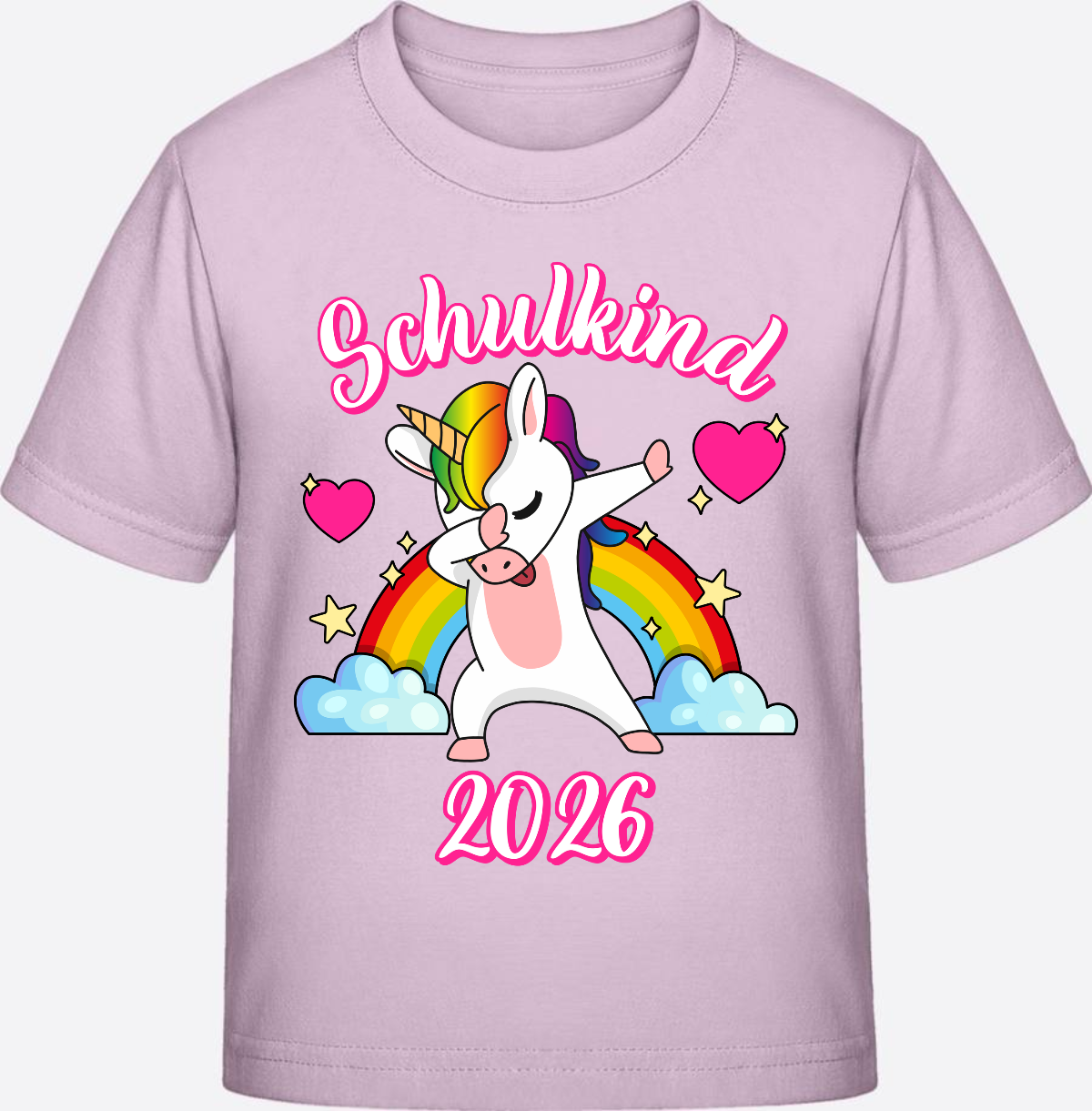 T-Shirt Einschulung 2025 – Schulkind Dabbing Einhorn Regenbogen - Pink Sixties