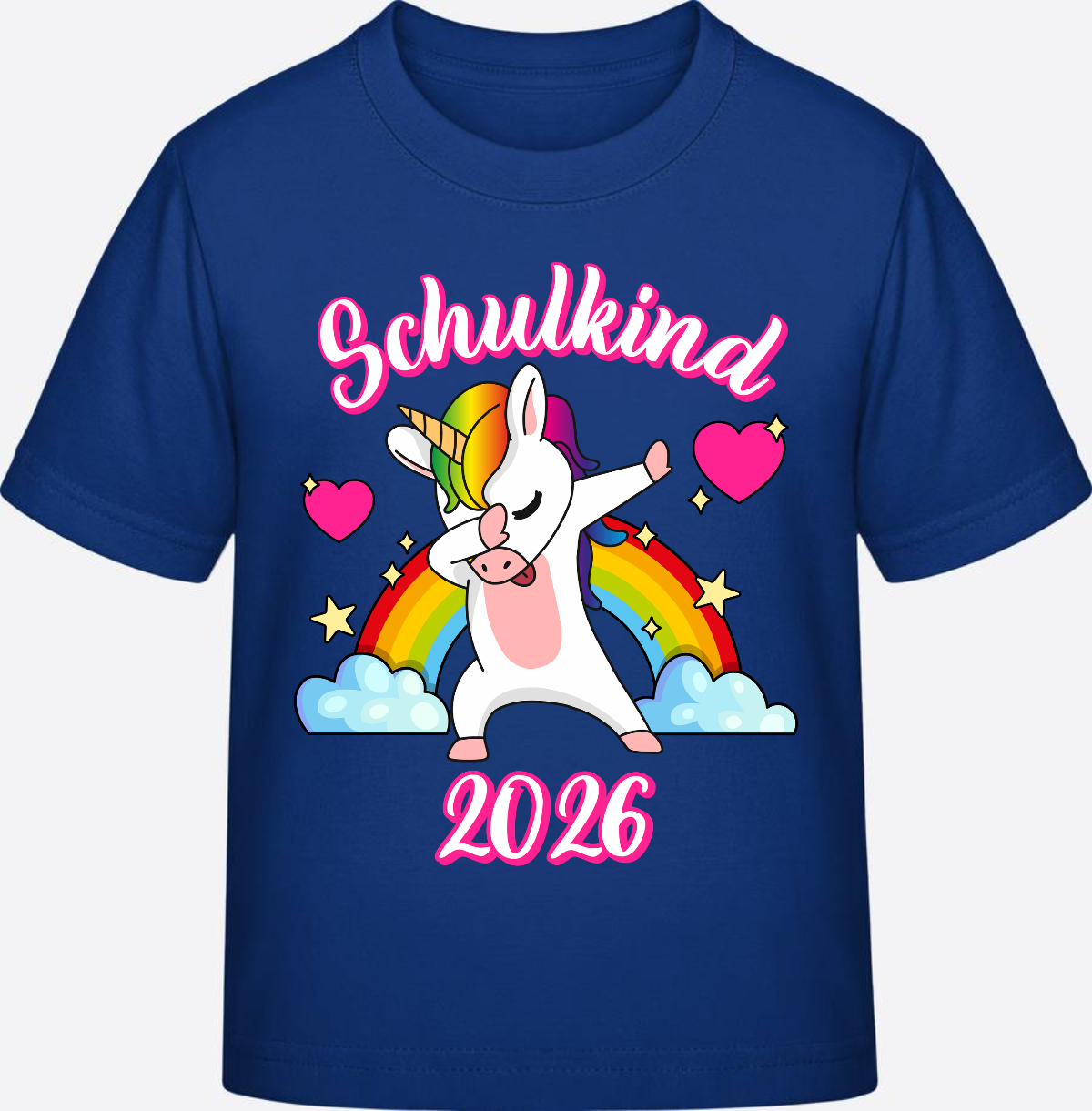 T-Shirt Einschulung 2025 – Schulkind Dabbing Einhorn Regenbogen - Royal