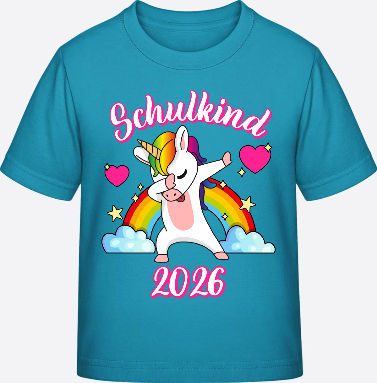 T-Shirt Einschulung 2025 – Schulkind Dabbing Einhorn Regenbogen - Swimming Pool