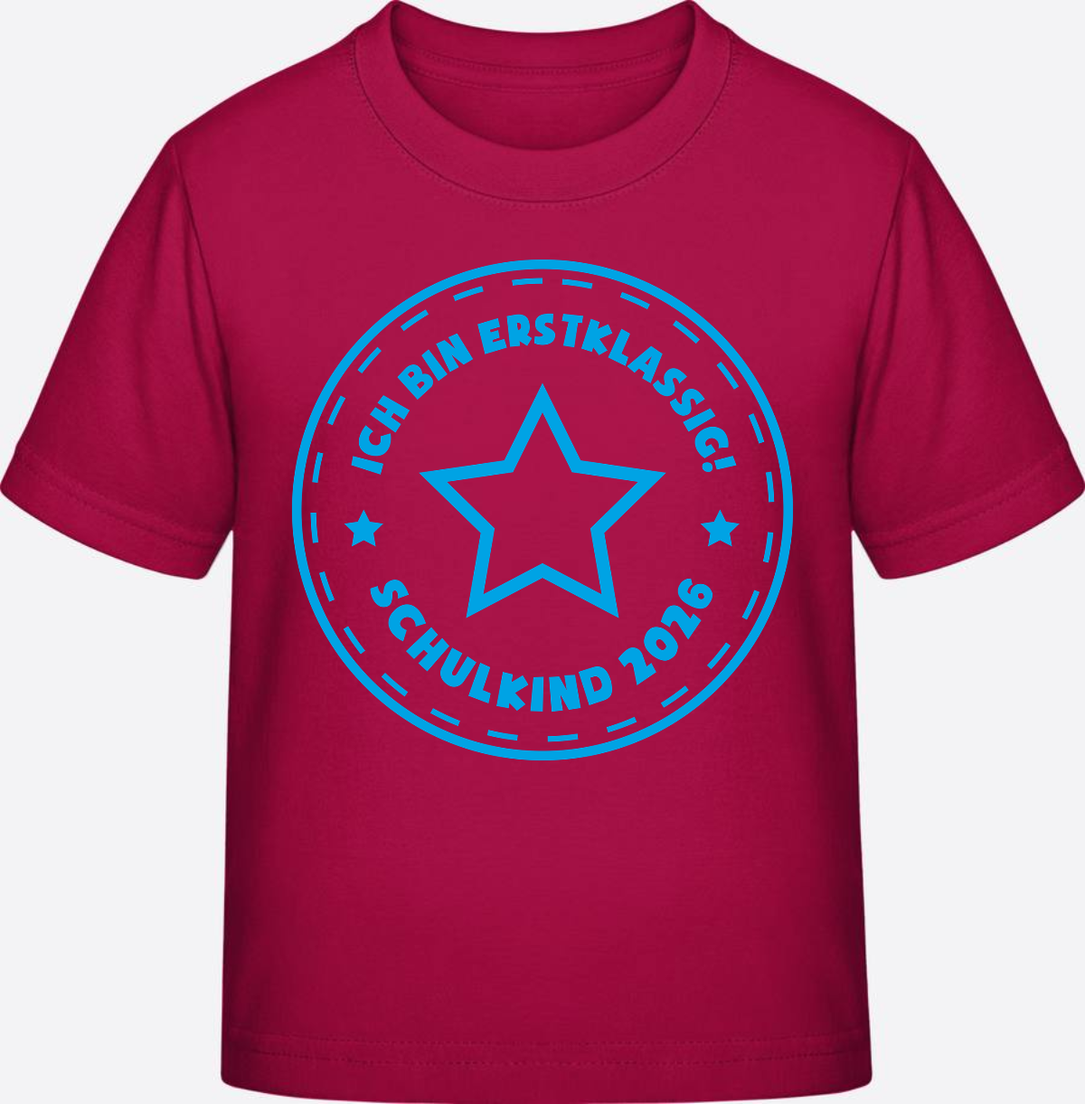 T-Shirt Einschulung 2025: Schulkind Erstklassig Stern Hellblau - Sorbet