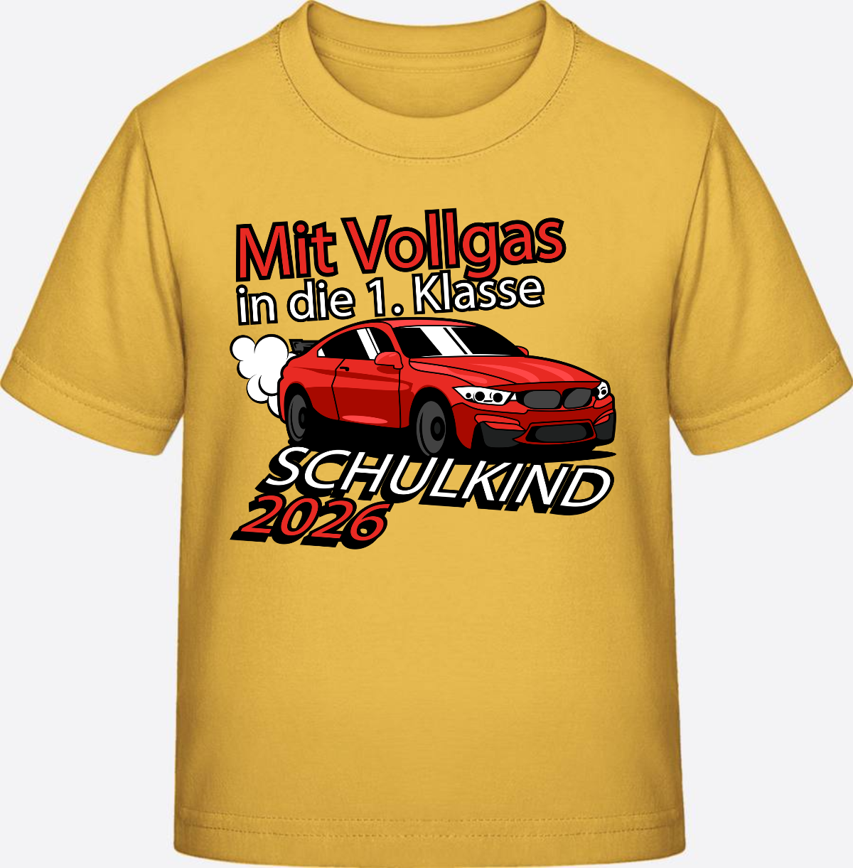 T-Shirt Einschulung 2026: Mit Vollgas in die 1. Klasse - Gold