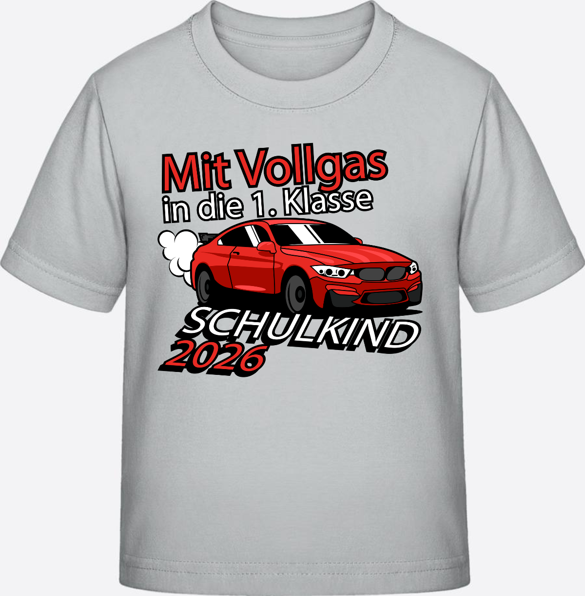 T-Shirt Einschulung 2026: Mit Vollgas in die 1. Klasse - Pacific Grey