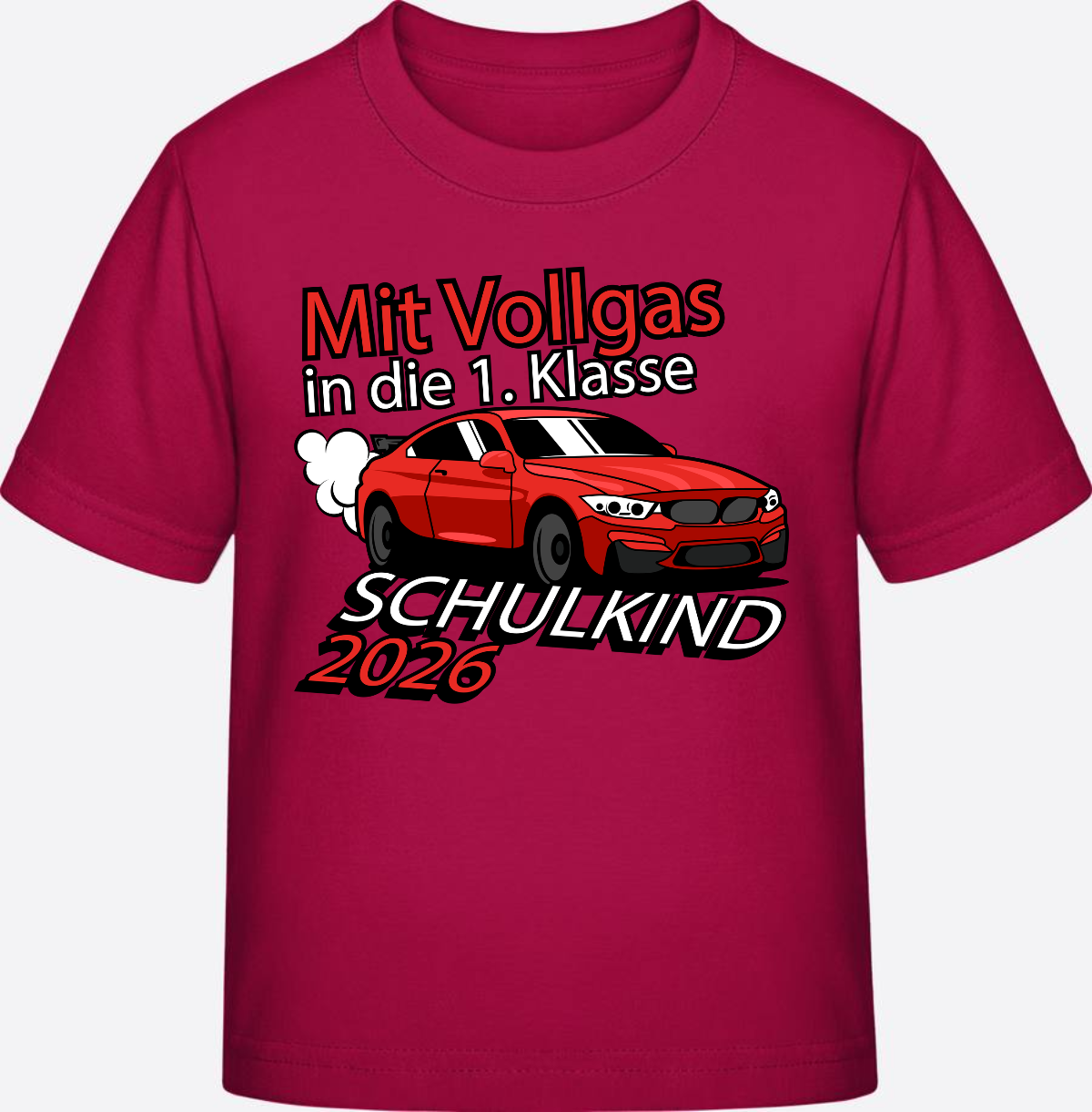 T-Shirt Einschulung 2026: Mit Vollgas in die 1. Klasse - Sorbet