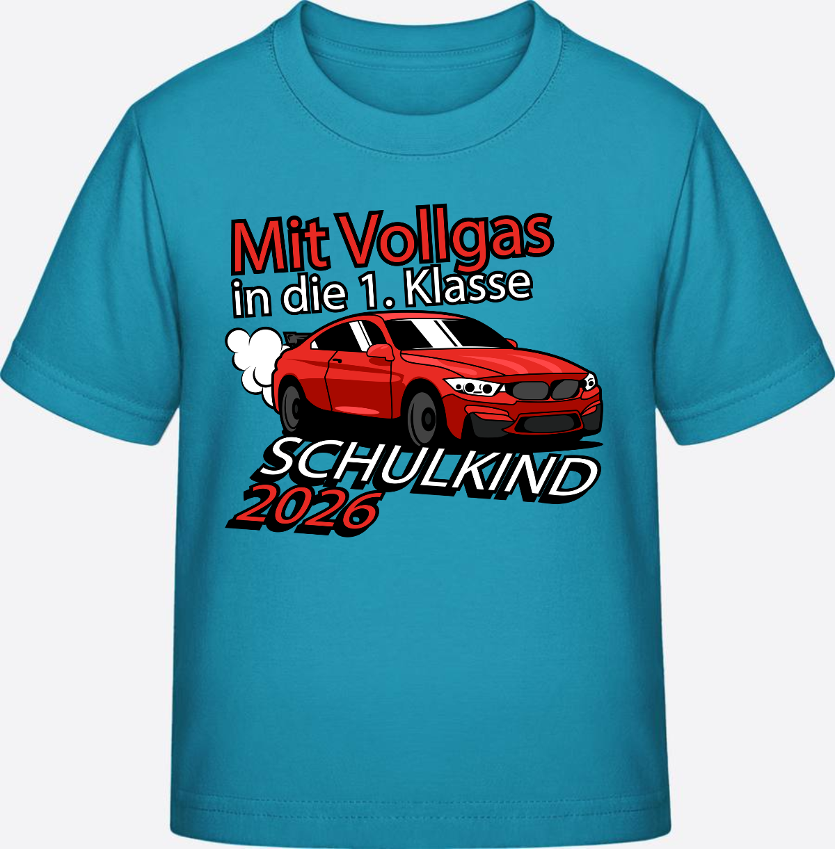 T-Shirt Einschulung 2026: Mit Vollgas in die 1. Klasse - Swimming Pool