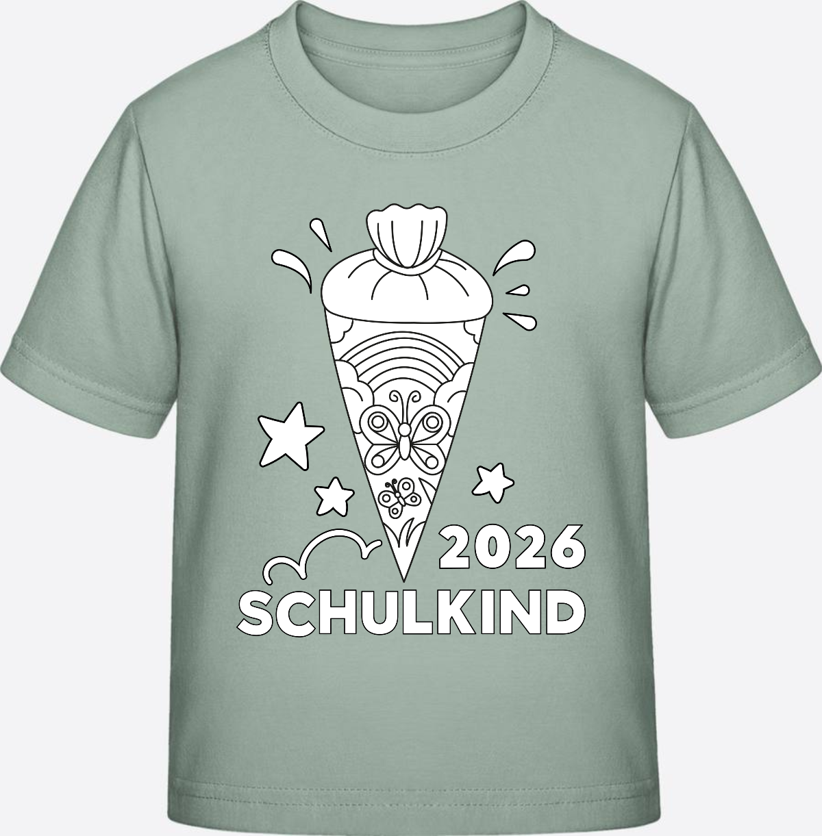 T-Shirt Einschulung 2026 – Regenbogen Schultüte zum Ausmalen - Aloe