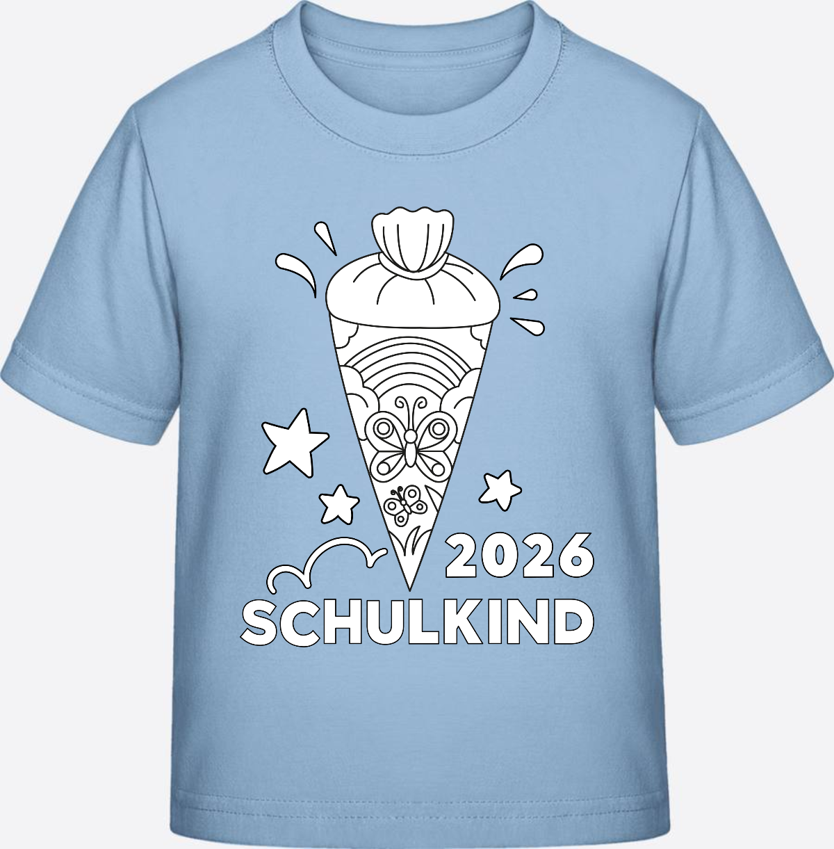 T-Shirt Einschulung 2026 – Regenbogen Schultüte zum Ausmalen - Blue Soul
