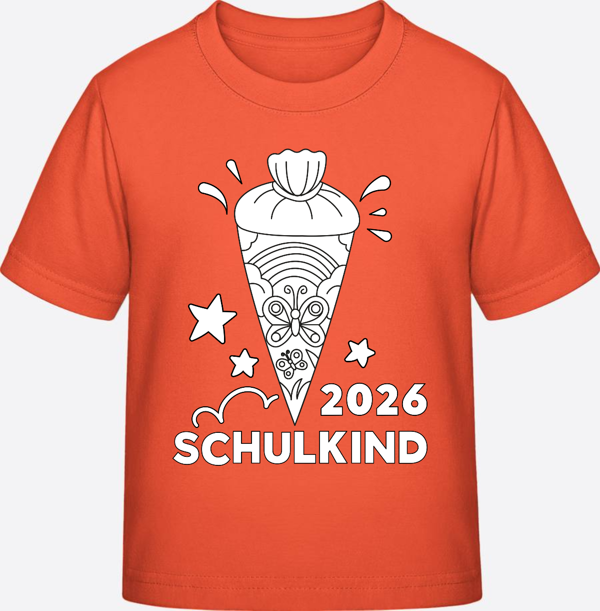 T-Shirt Einschulung 2026 – Regenbogen Schultüte zum Ausmalen - Fiesta