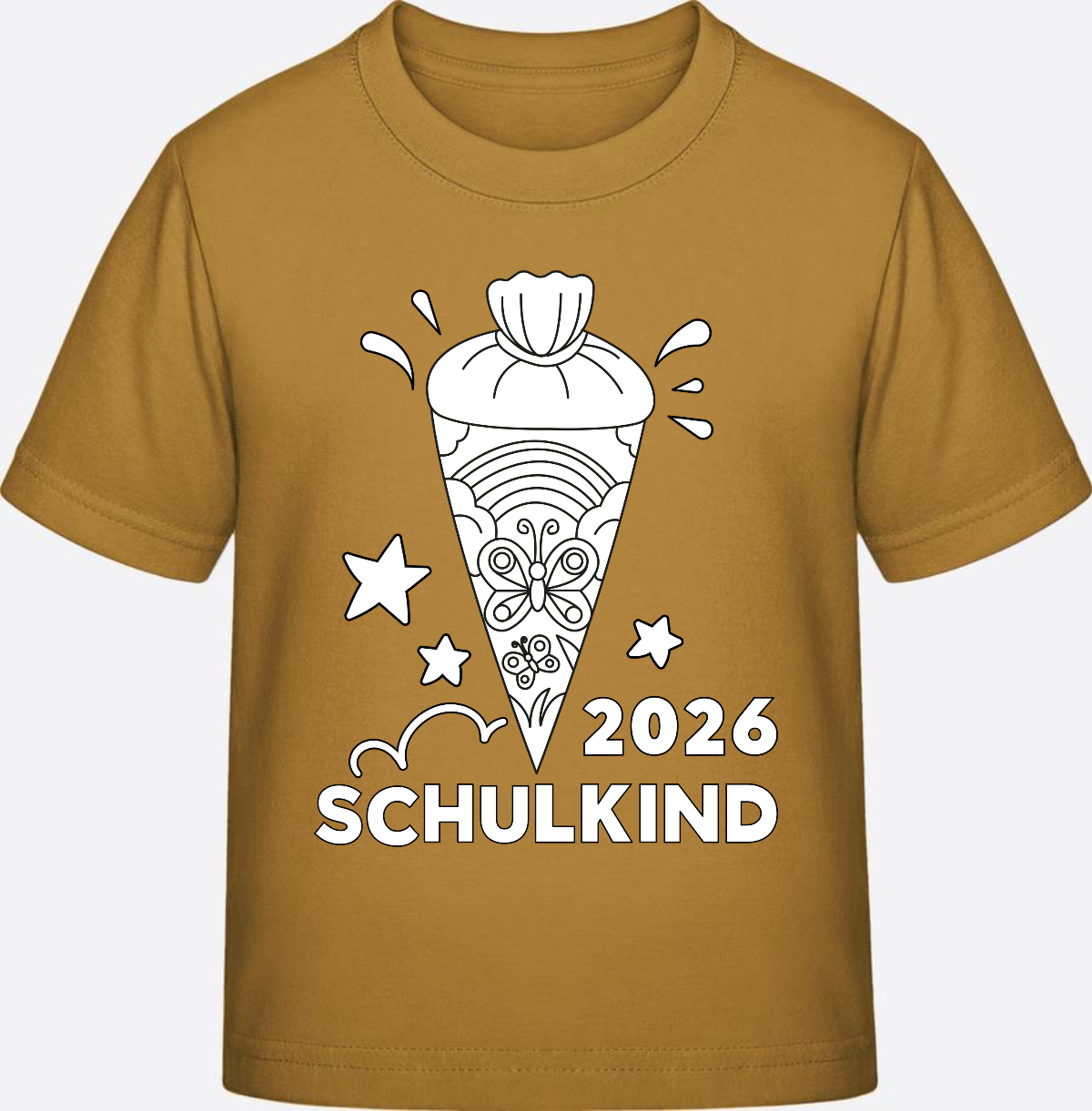 T-Shirt Einschulung 2026 – Regenbogen Schultüte zum Ausmalen - Ochre