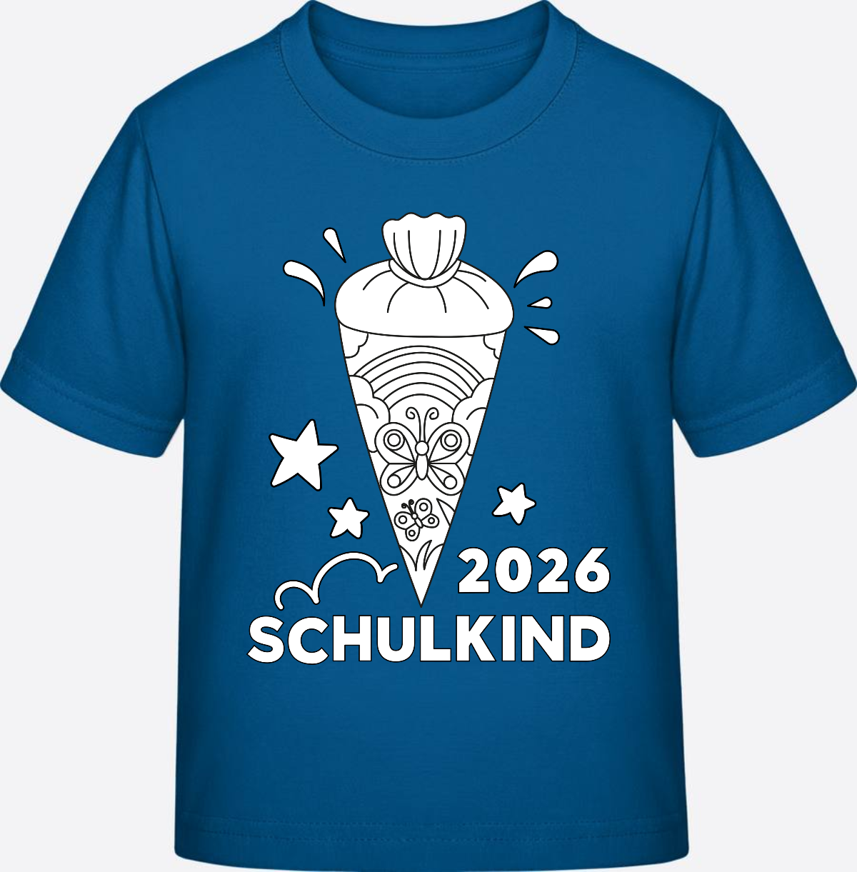 T-Shirt Einschulung 2026 – Regenbogen Schultüte zum Ausmalen - Royal Blue