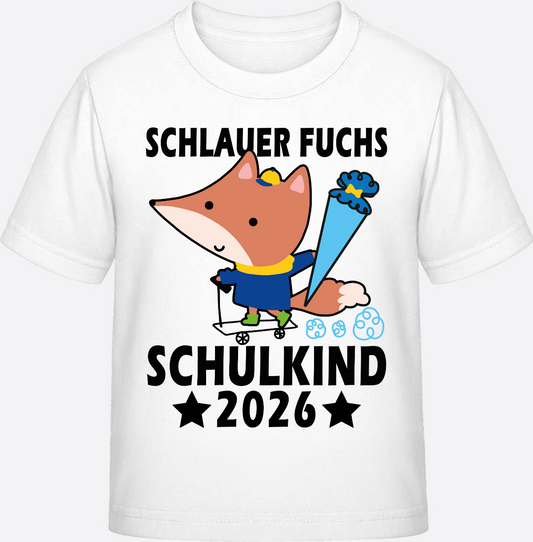 T-Shirt Einschulung 2026 Schlauer Fuchs personalisiert - White
