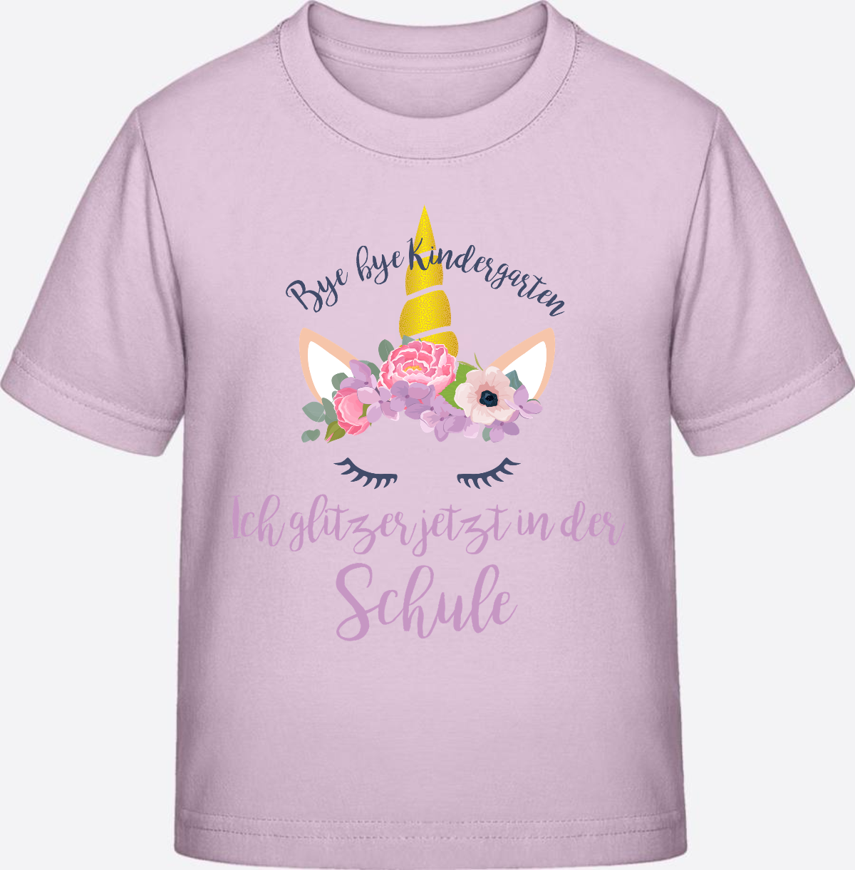 T-Shirt Einschulung Blumen: Bye Bye Kindergarten, ich glitzer! - Pink Sixties