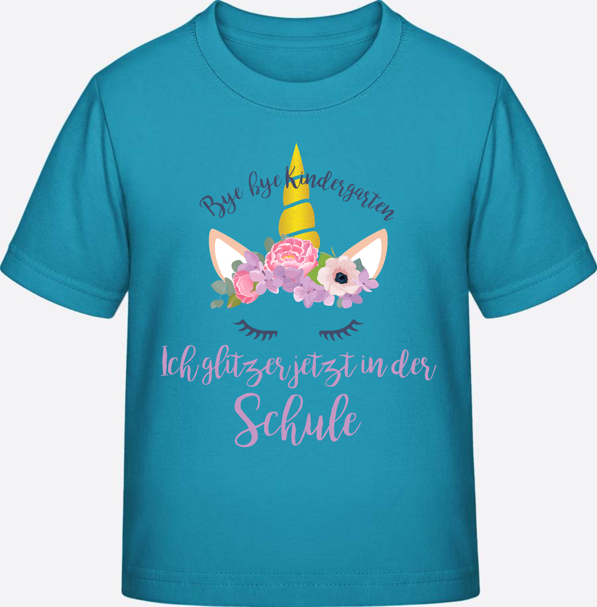 T-Shirt Einschulung Blumen: Bye Bye Kindergarten, ich glitzer! - Swimming Pool