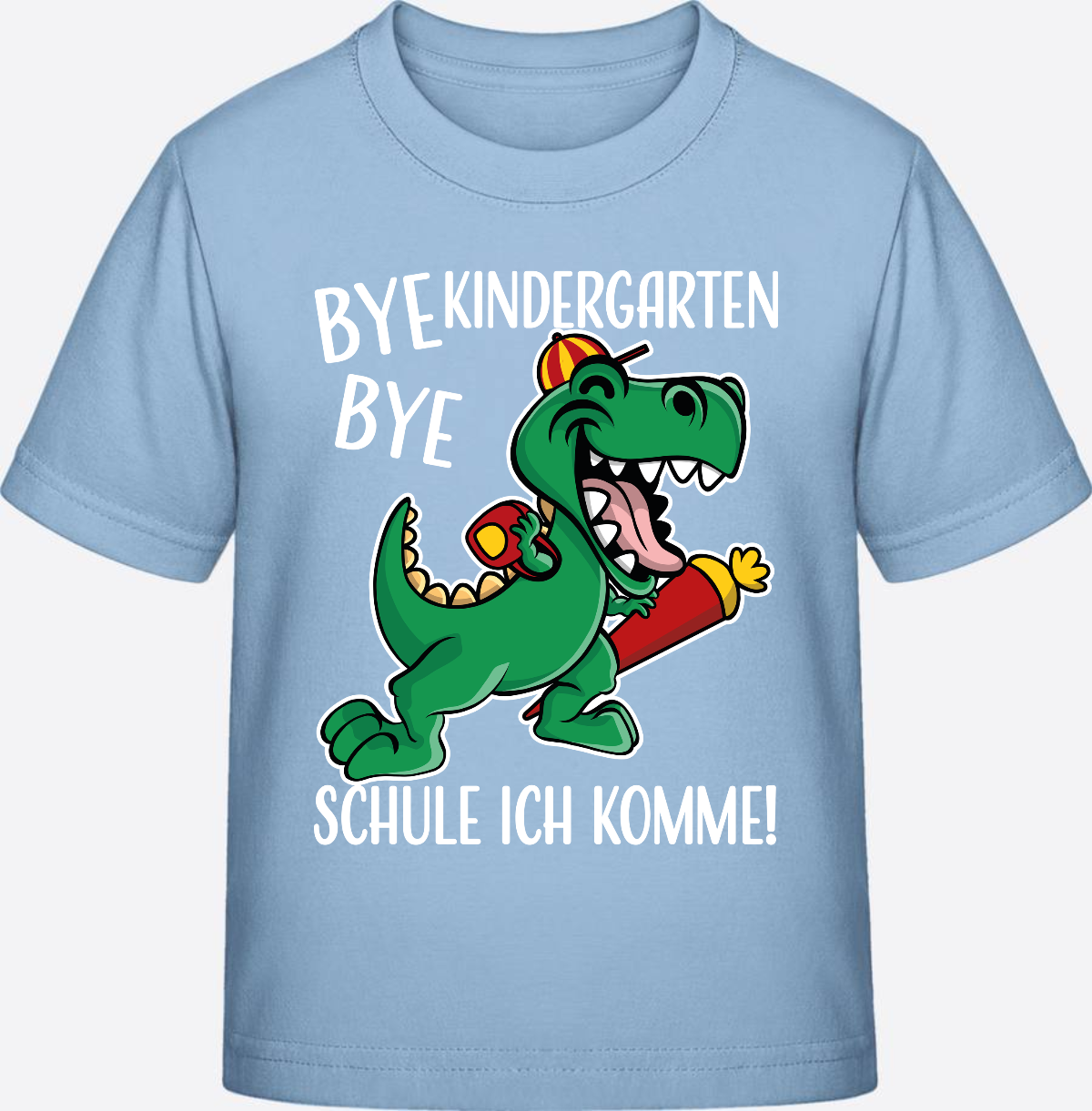 T-Shirt Einschulung: Bye Bye Kindergarten Dino mit Name - Blue Soul
