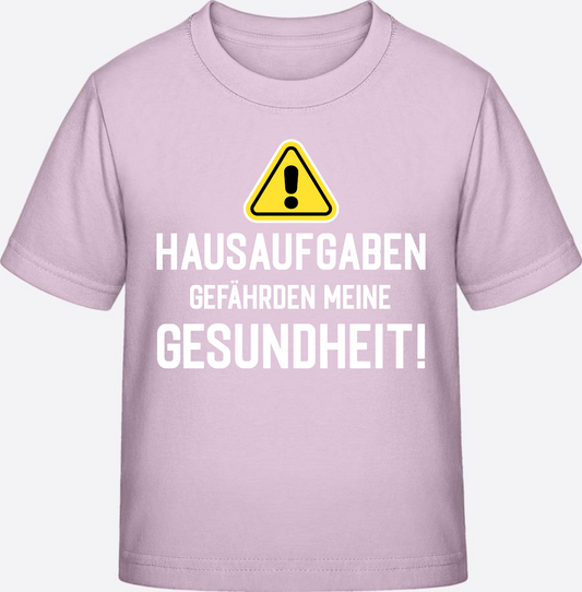 T-Shirt Einschulung Hausaufgaben-Warnschild mit Wunschnamen - Pink Sixties