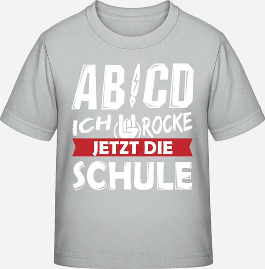 T-Shirt Einschulung: Ich rocke jetzt die Schule (mit Namen) - Pacific Grey