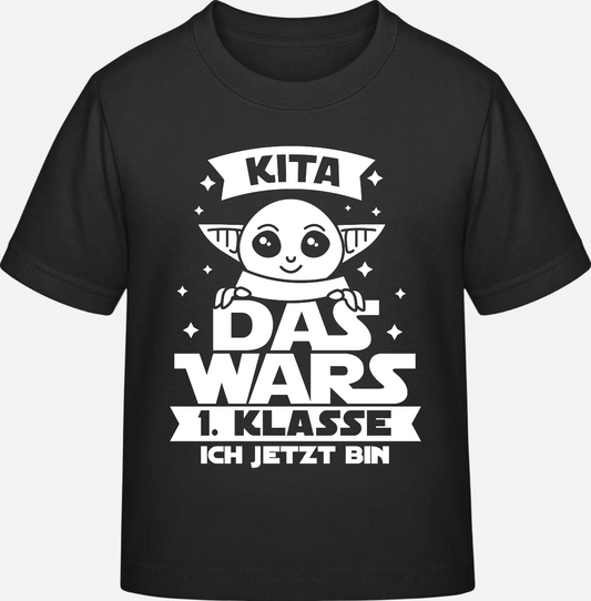 T-Shirt Einschulung "Kita Das Wars - 1. Klasse ich jetzt bin" - Black