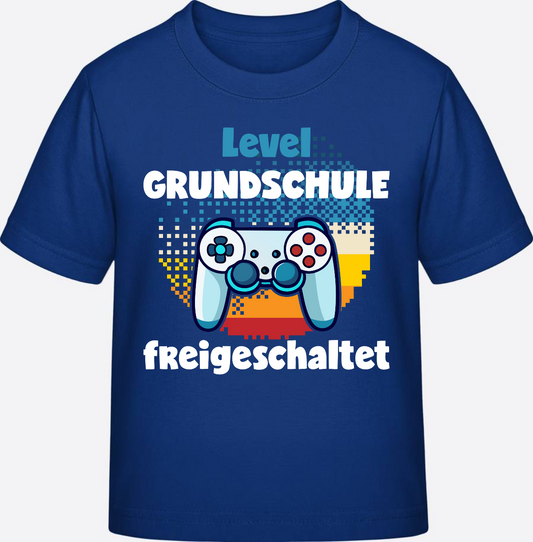 T-Shirt Einschulung: Level Grundschule freigeschaltet - Royal