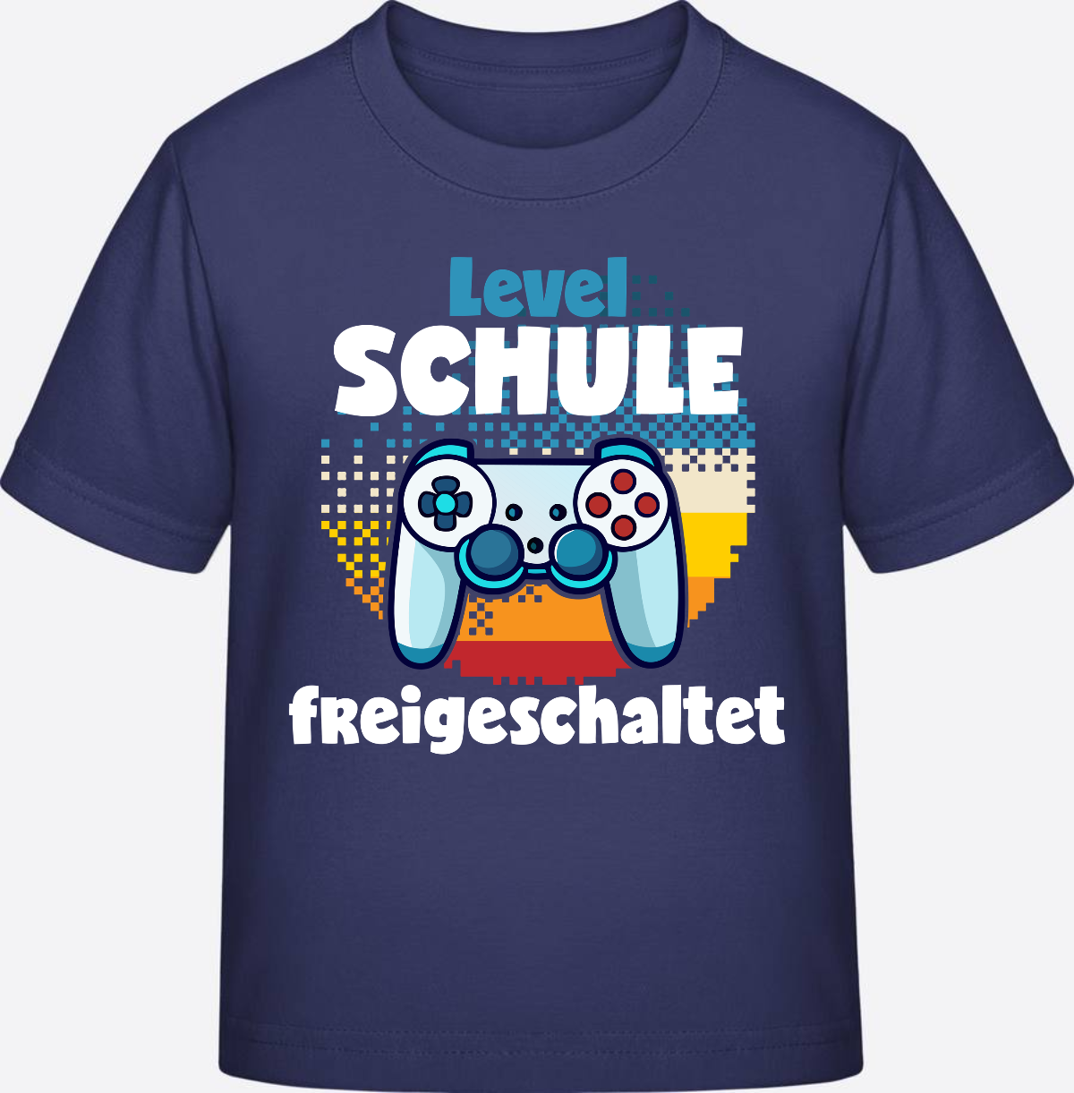 T-Shirt Einschulung: Level Schule freigeschaltet - Indigo