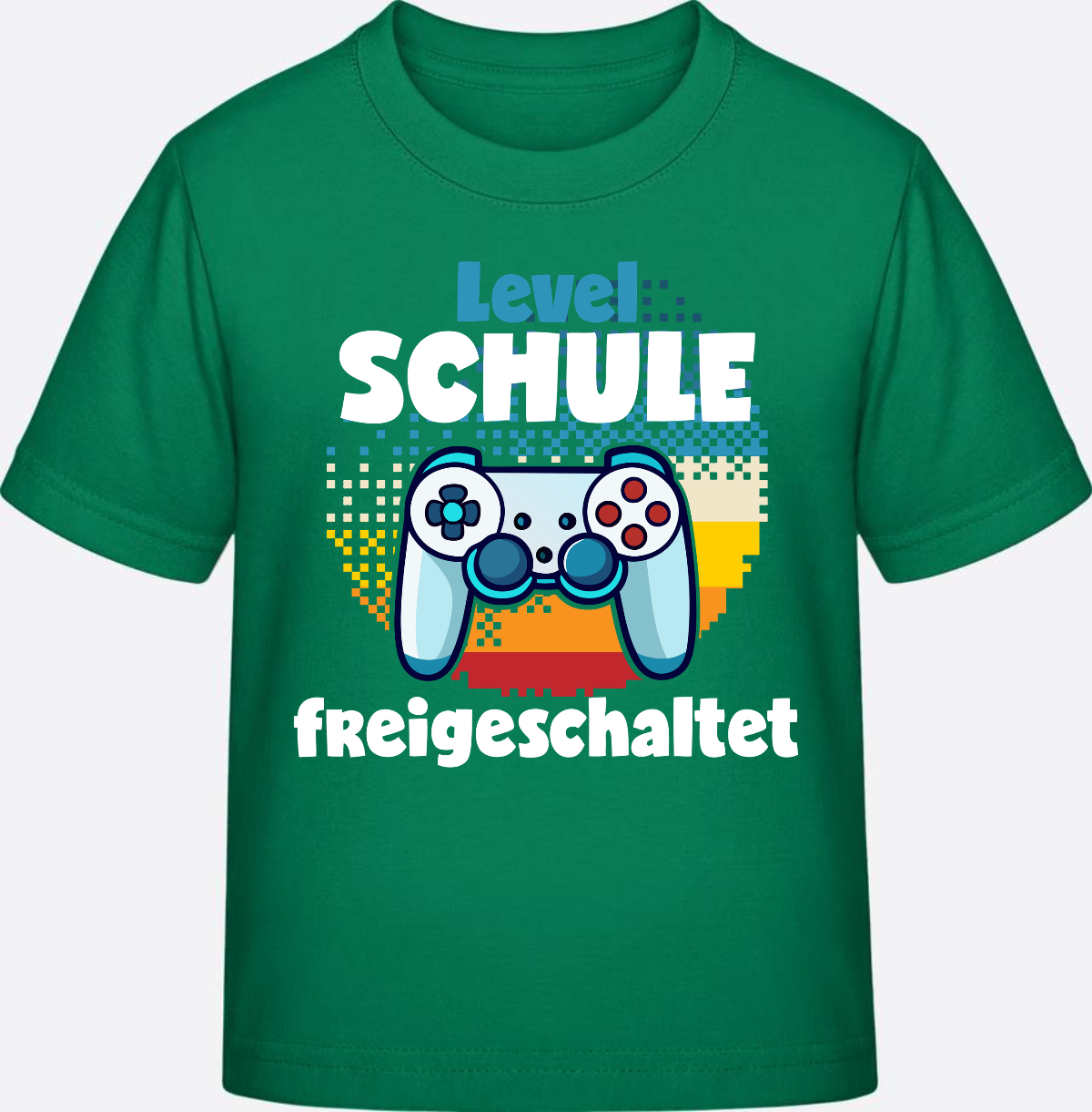 T-Shirt Einschulung: Level Schule freigeschaltet - Kelly Green