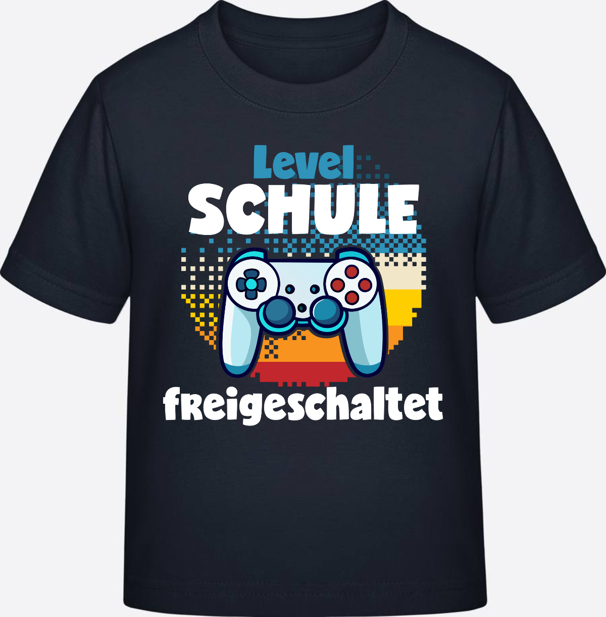 T-Shirt Einschulung: Level Schule freigeschaltet - Navy