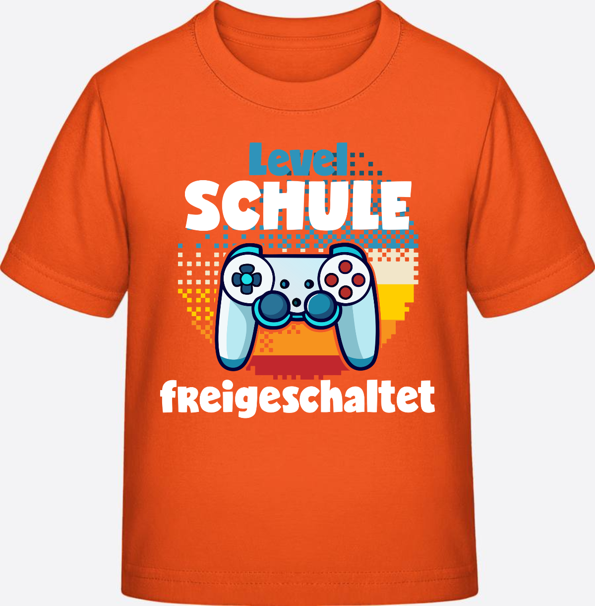 T-Shirt Einschulung: Level Schule freigeschaltet - Orange