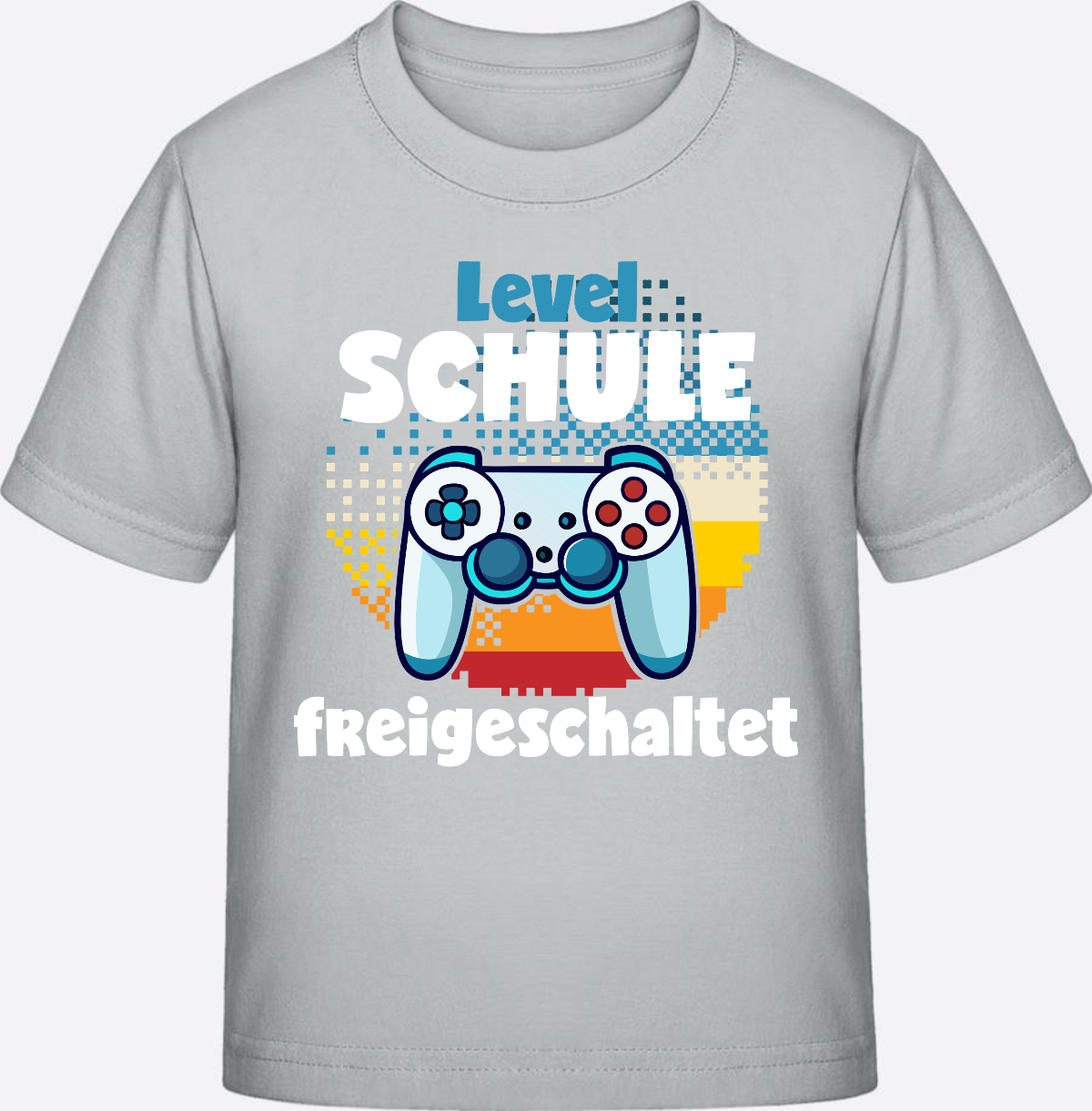 T-Shirt Einschulung: Level Schule freigeschaltet - Pacific Grey