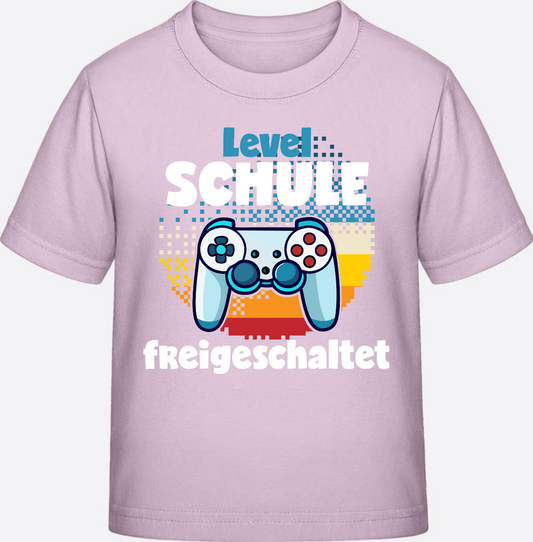 T-Shirt Einschulung: Level Schule freigeschaltet - Pink Sixties
