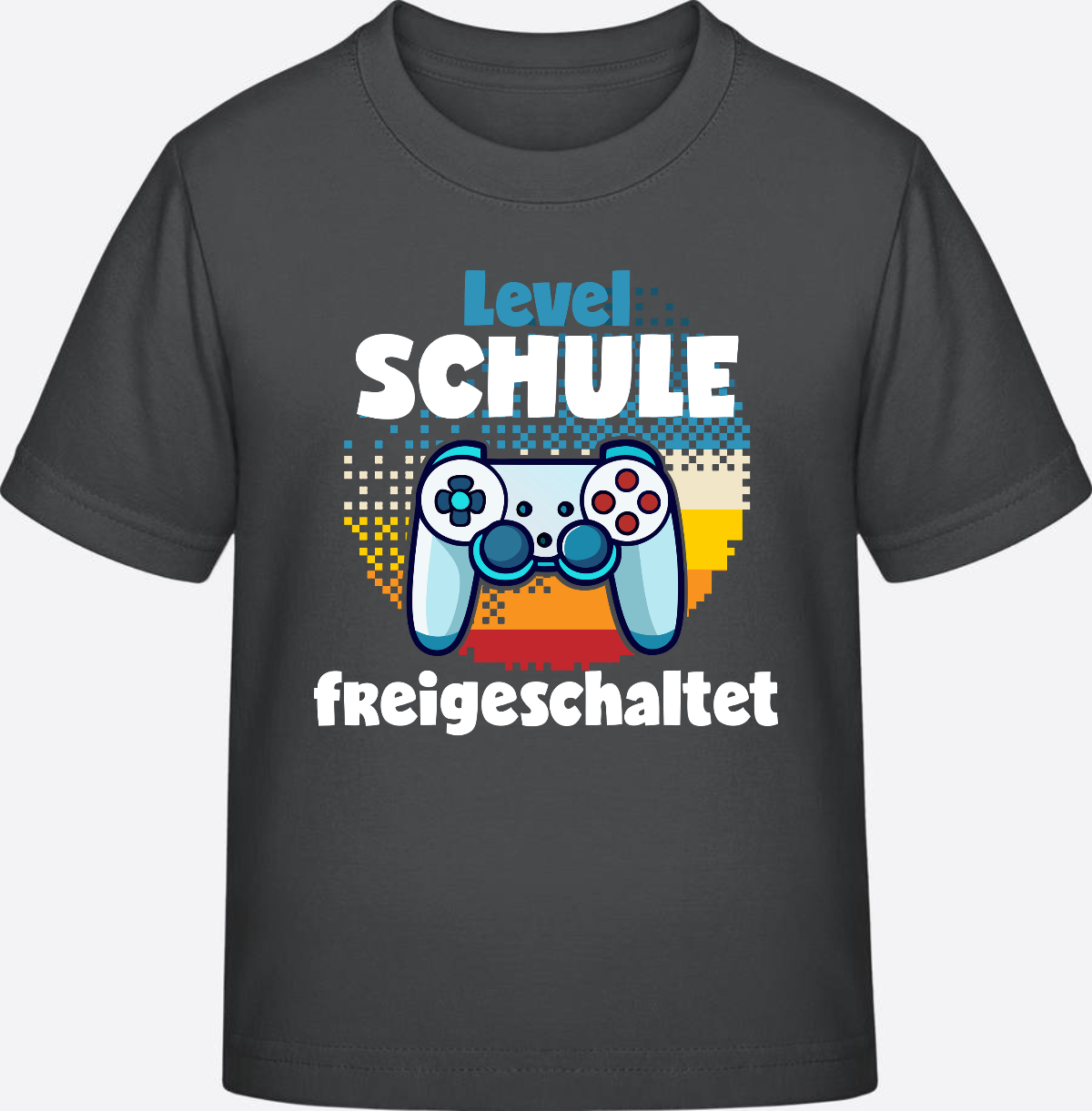 T-Shirt Einschulung: Level Schule freigeschaltet - Anthracite