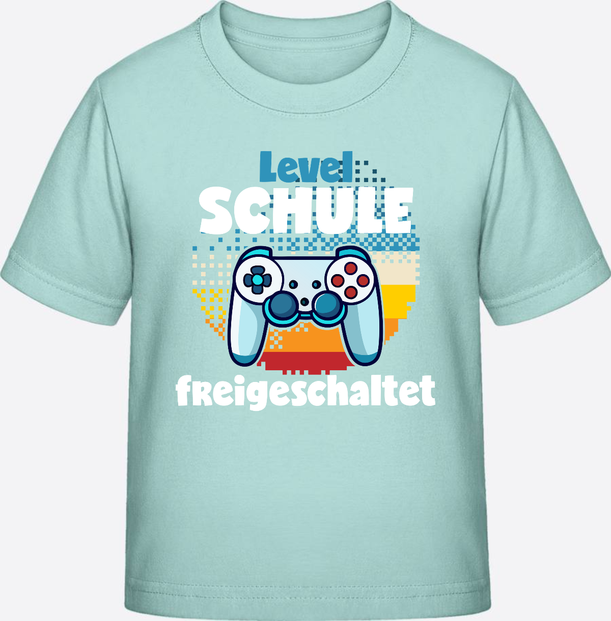 T-Shirt Einschulung: Level Schule freigeschaltet - Caribbean Blue
