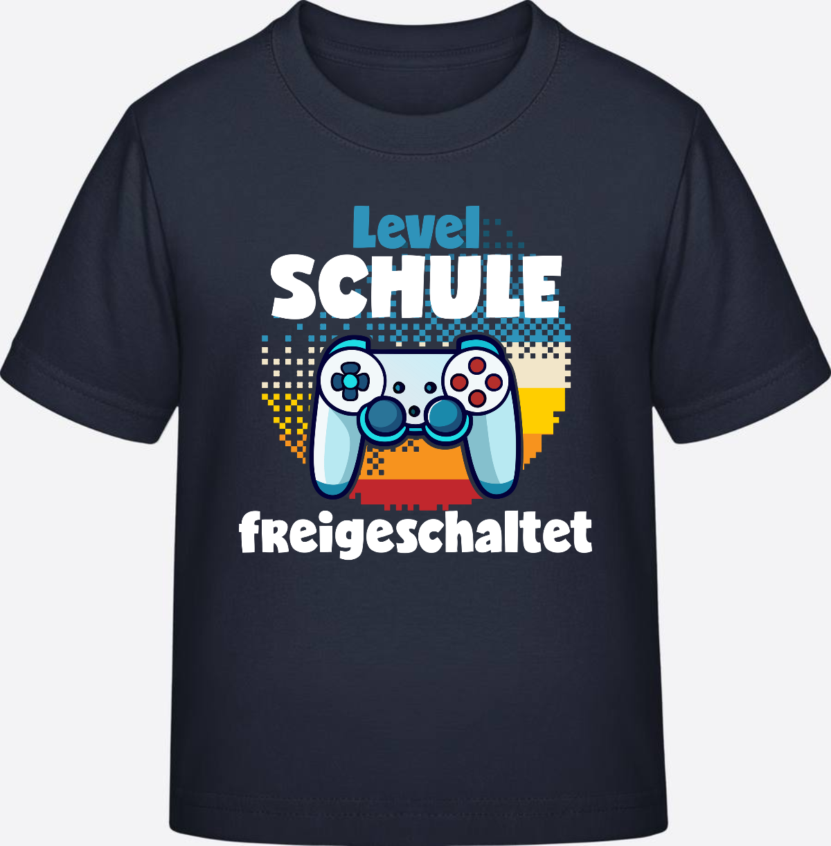 T-Shirt Einschulung: Level Schule freigeschaltet - French Navy