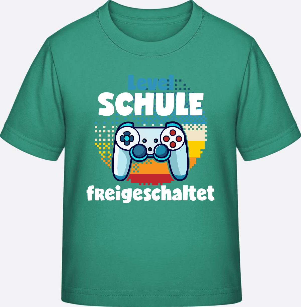 T-Shirt Einschulung: Level Schule freigeschaltet - Go Green