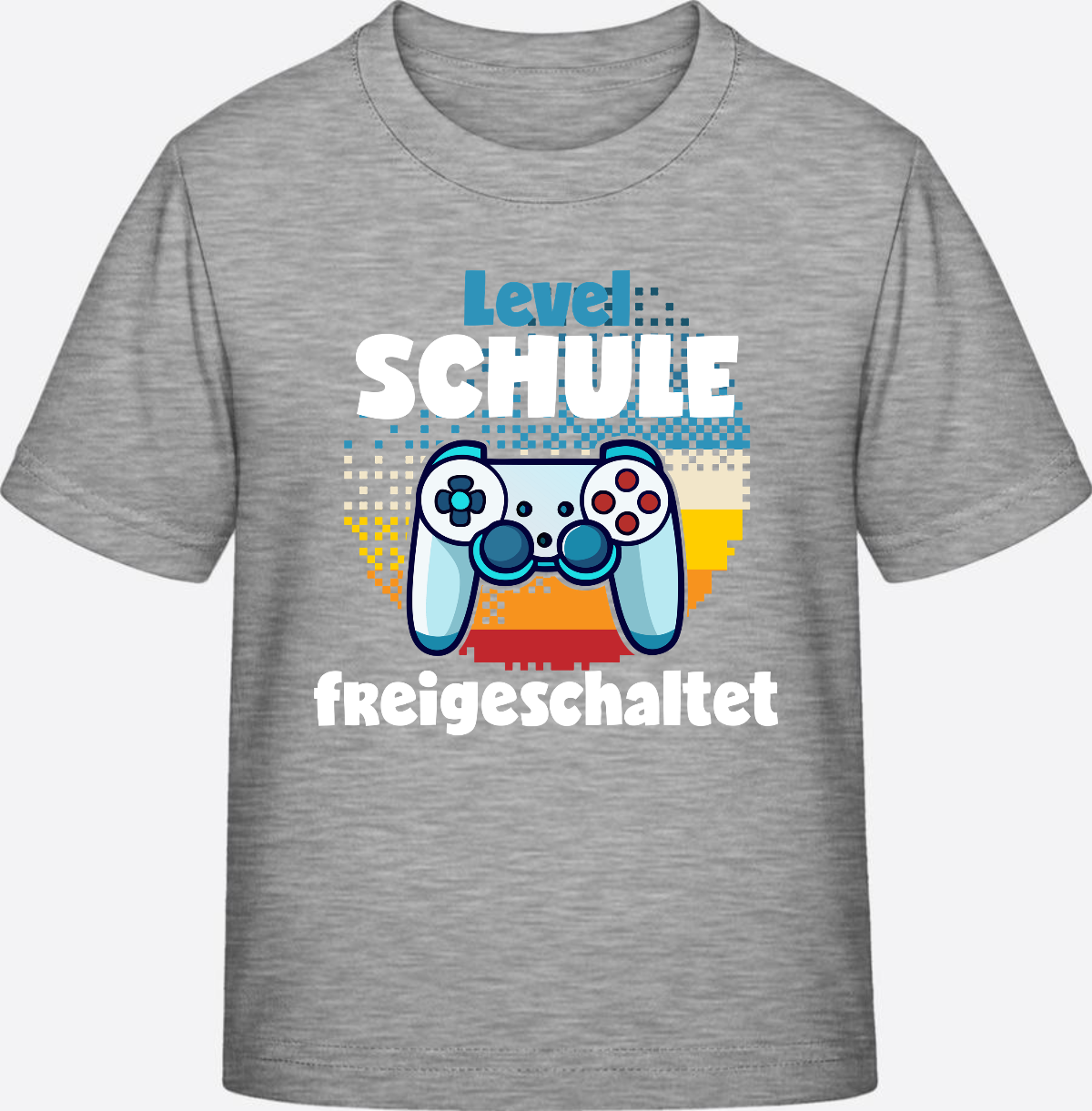 T-Shirt Einschulung: Level Schule freigeschaltet - Heather Grey