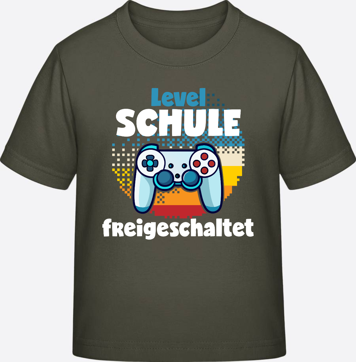 T-Shirt Einschulung: Level Schule freigeschaltet - Khaki
