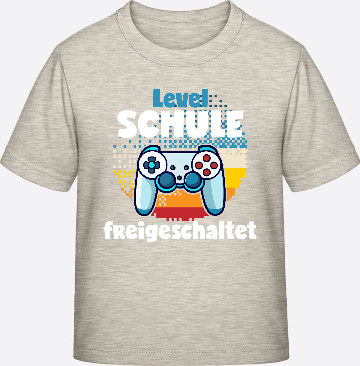 T-Shirt Einschulung: Level Schule freigeschaltet - Natural Raw