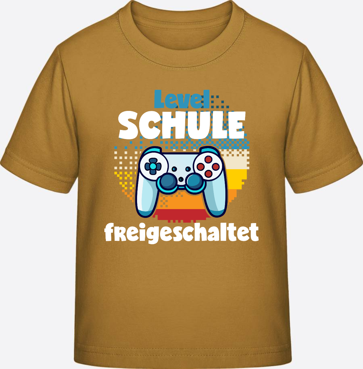 T-Shirt Einschulung: Level Schule freigeschaltet - Ochre