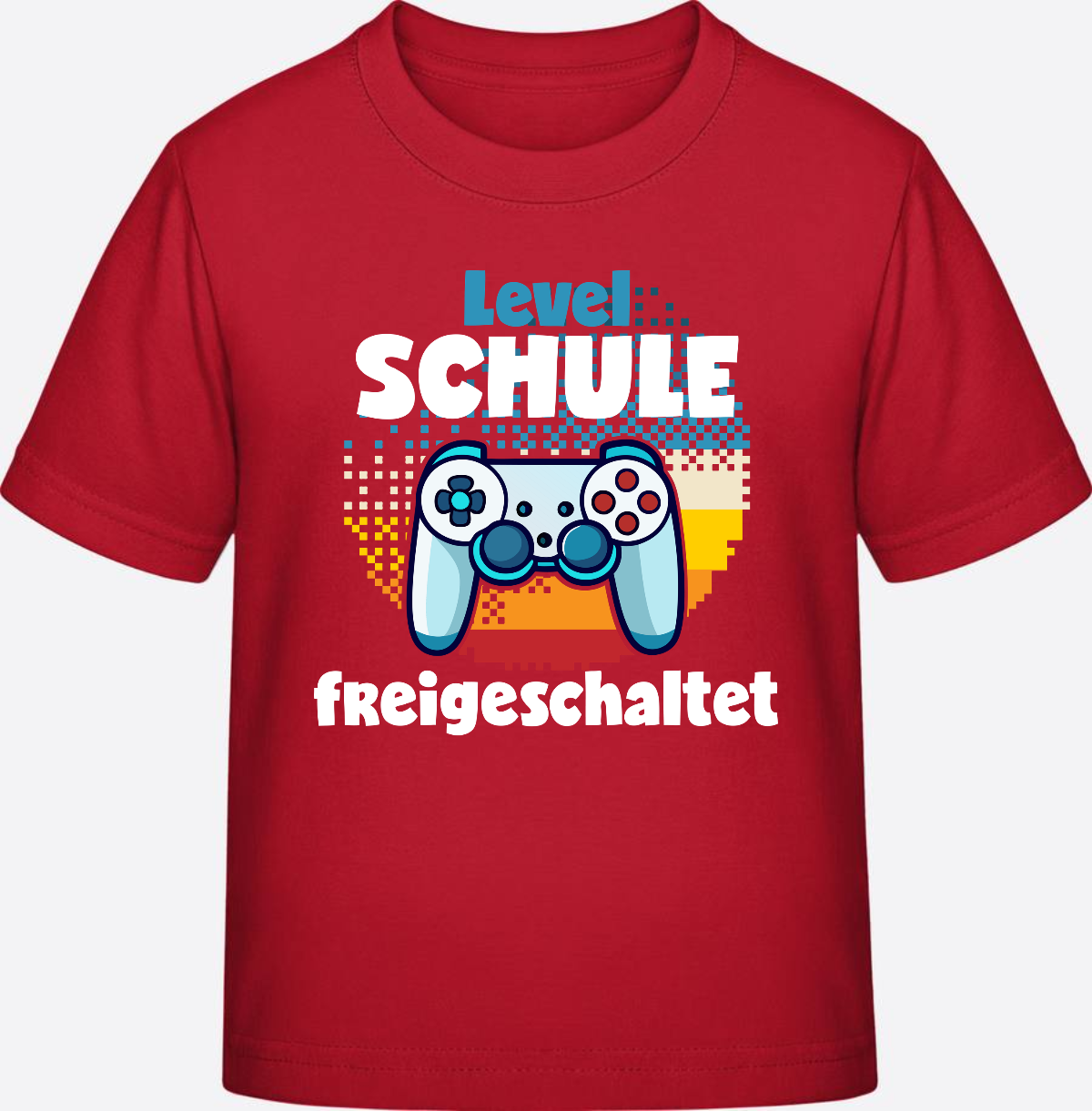 T-Shirt Einschulung: Level Schule freigeschaltet - Red