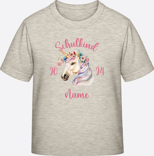 T-Shirt Einschulung Mädchen – Personalisiert mit Namen - Natural Raw