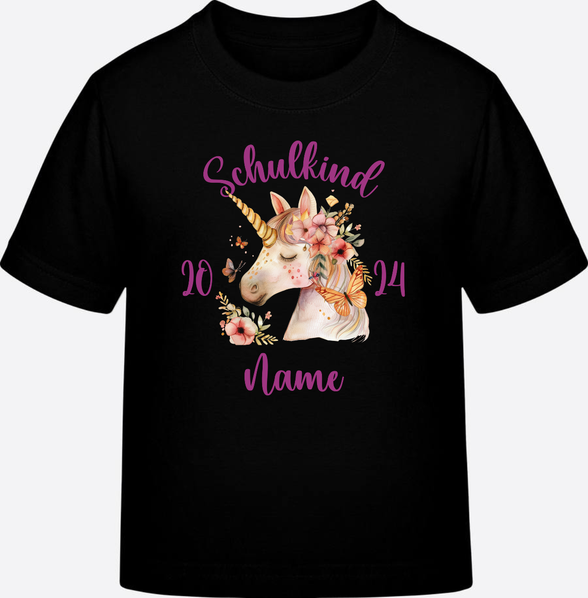 T-Shirt Einschulung Mädchen – Schulkind Geschenk mit Namen - Black
