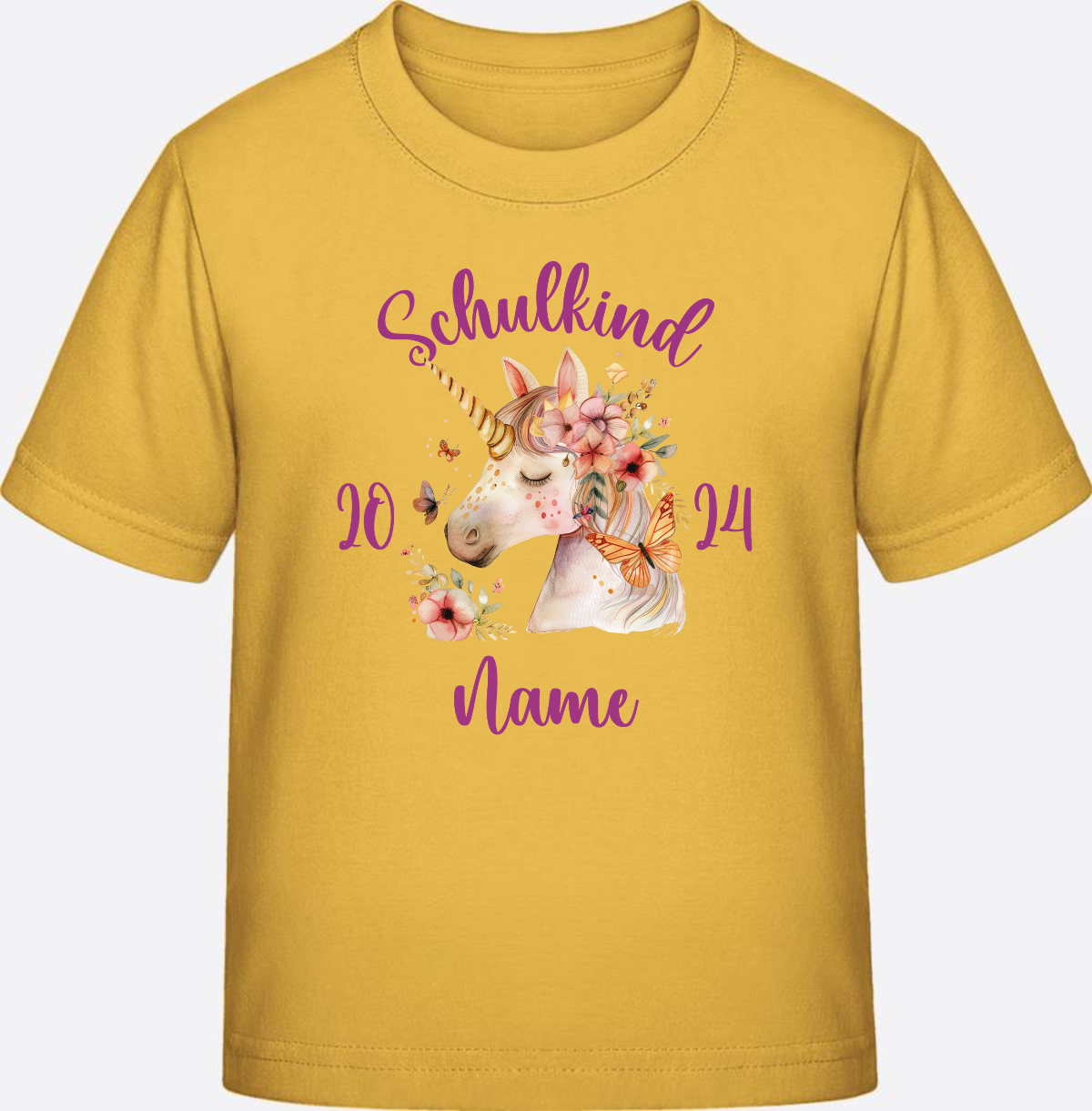 T-Shirt Einschulung Mädchen – Schulkind Geschenk mit Namen - Gold
