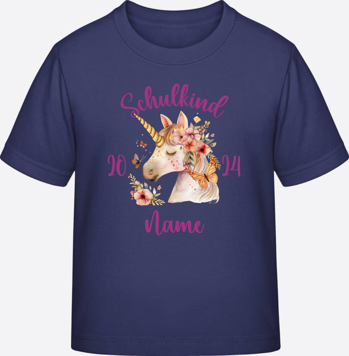 T-Shirt Einschulung Mädchen – Schulkind Geschenk mit Namen - Indigo
