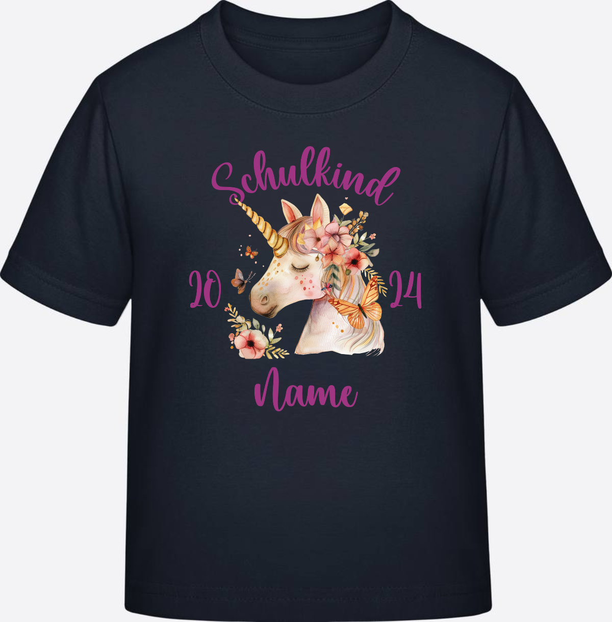 T-Shirt Einschulung Mädchen – Schulkind Geschenk mit Namen - Navy