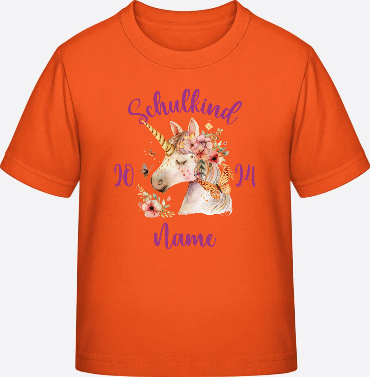 T-Shirt Einschulung Mädchen – Schulkind Geschenk mit Namen - Orange