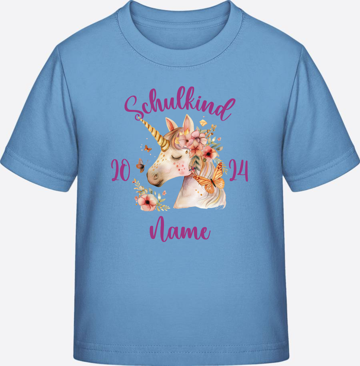 T-Shirt Einschulung Mädchen – Schulkind Geschenk mit Namen - Sky Blue