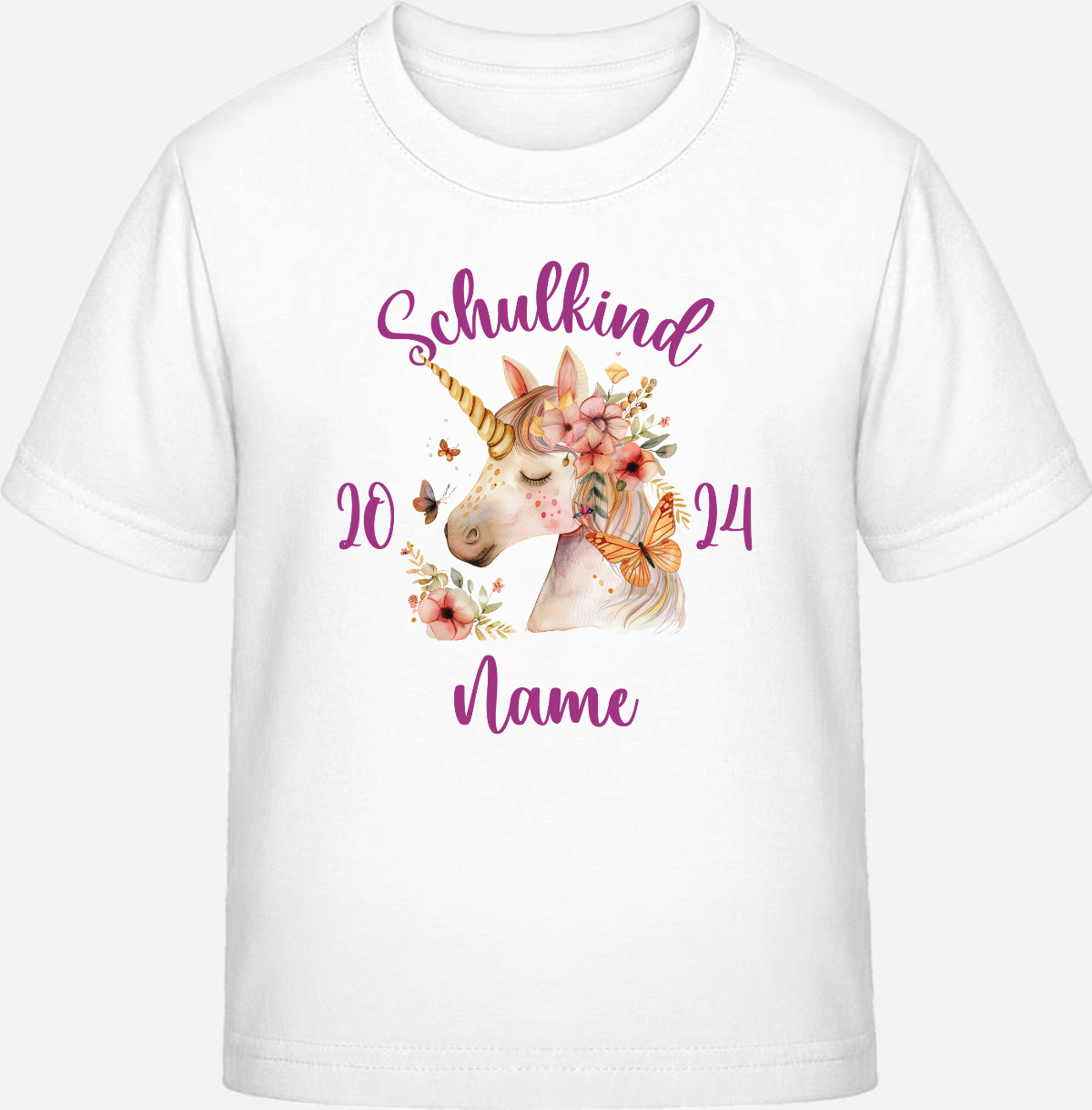 T-Shirt Einschulung Mädchen – Schulkind Geschenk mit Namen - White