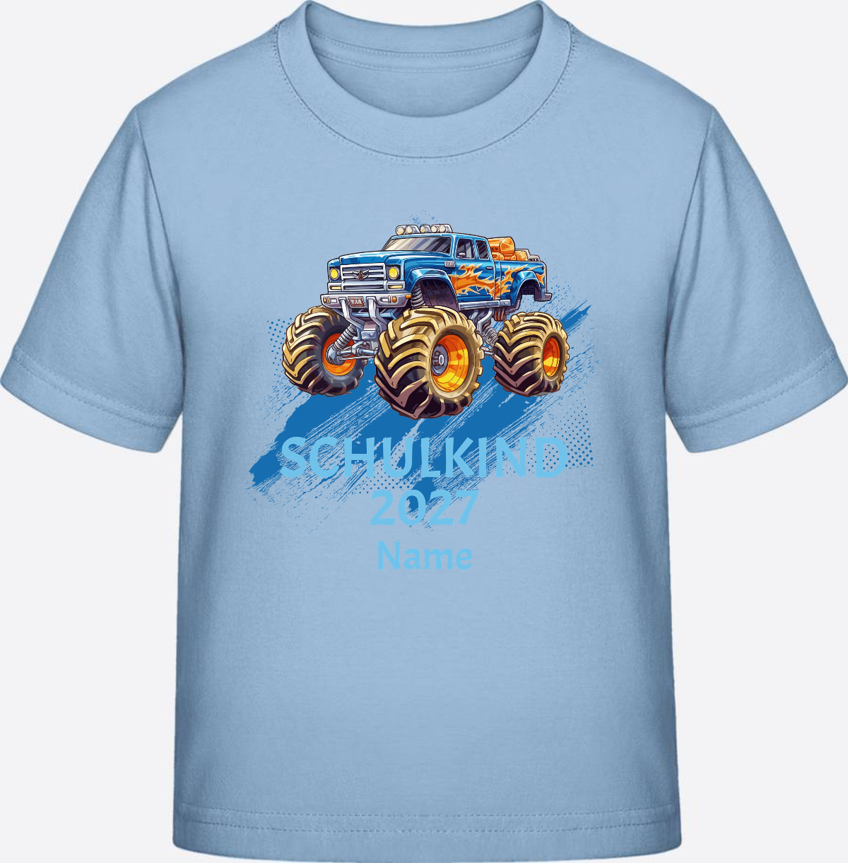T-Shirt Einschulung Monstertruck personalisiert mit Name - Blue Soul