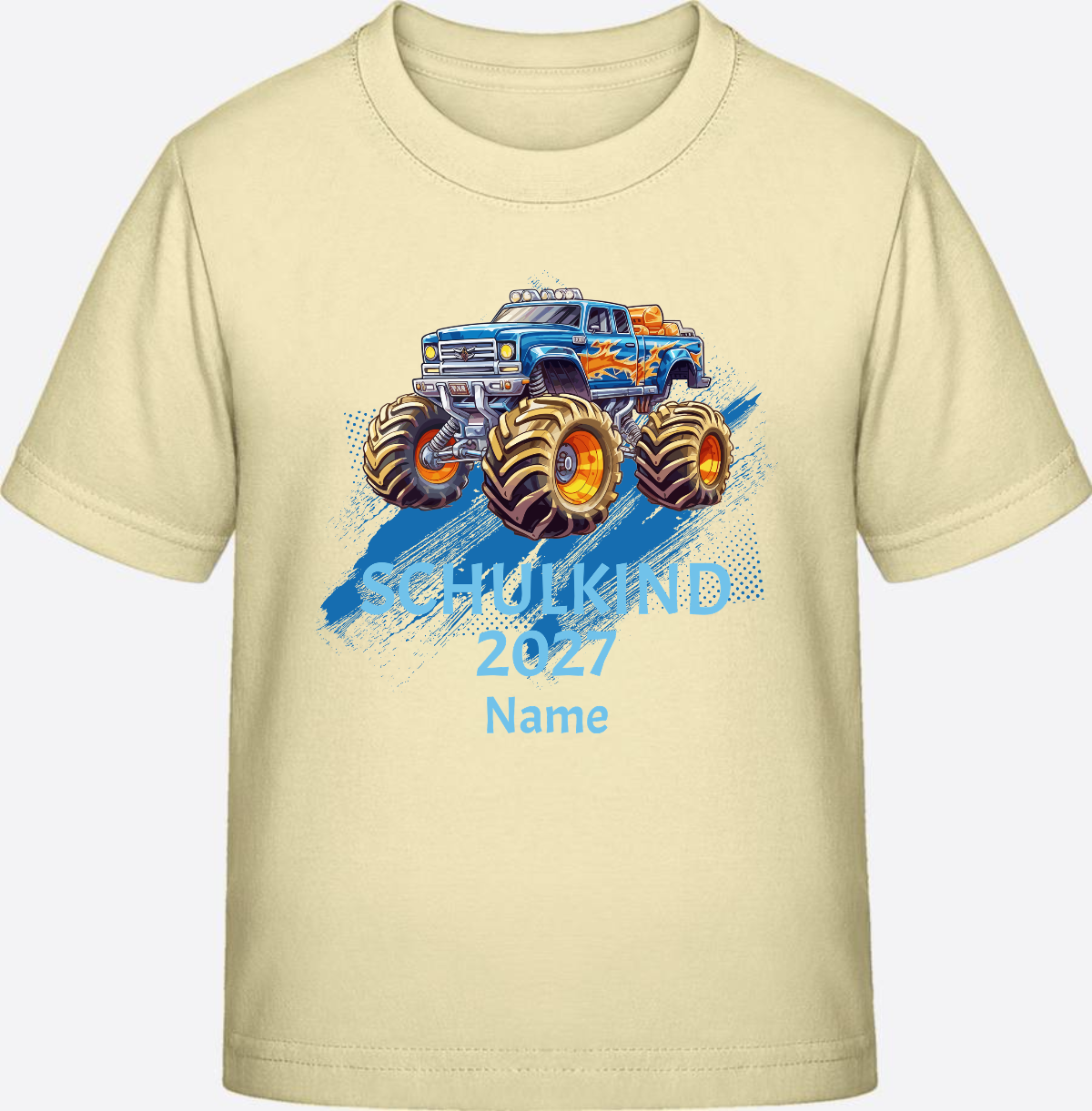 T-Shirt Einschulung Monstertruck personalisiert mit Name - Butter