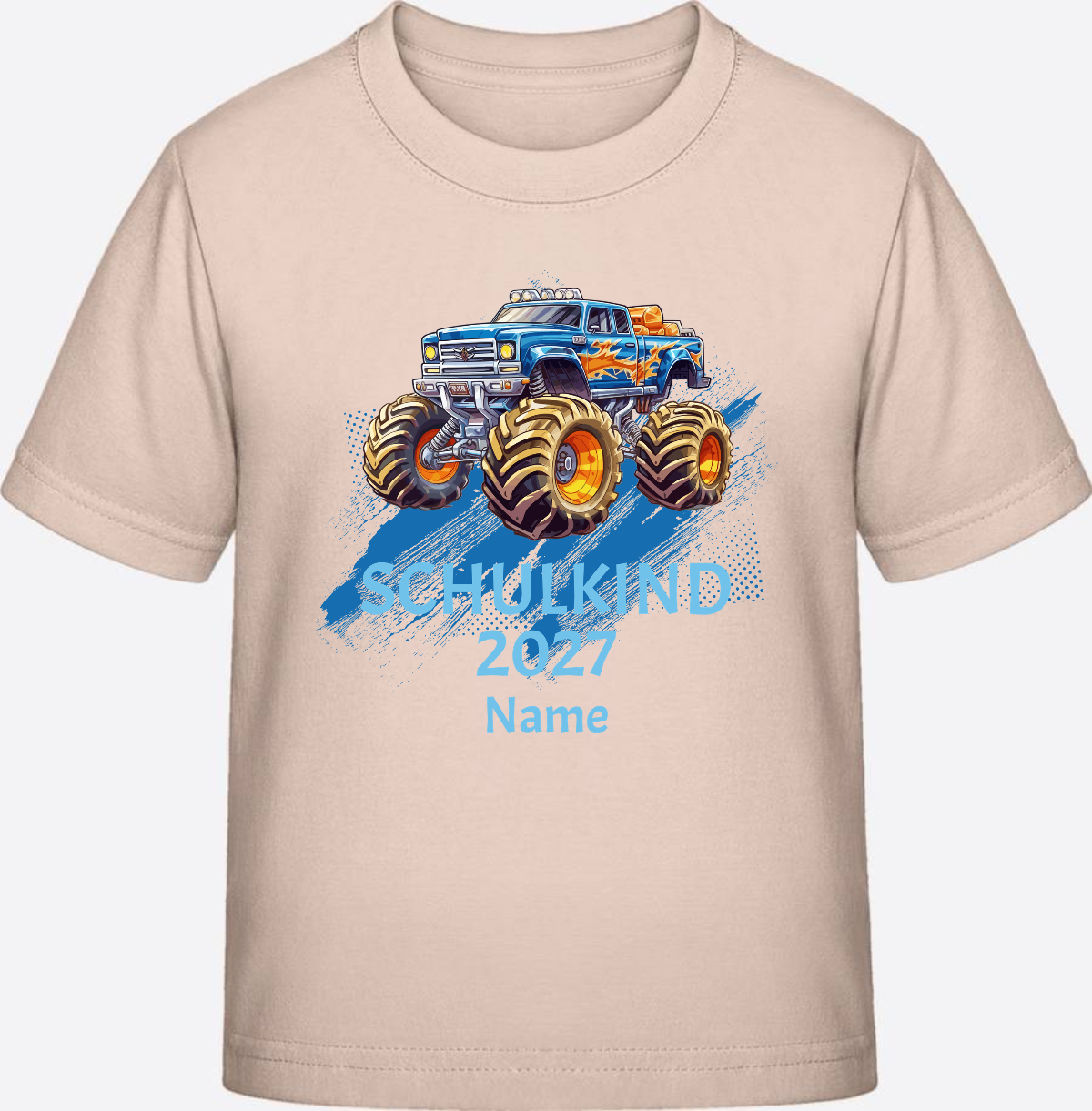 T-Shirt Einschulung Monstertruck personalisiert mit Name - Eco-Heather