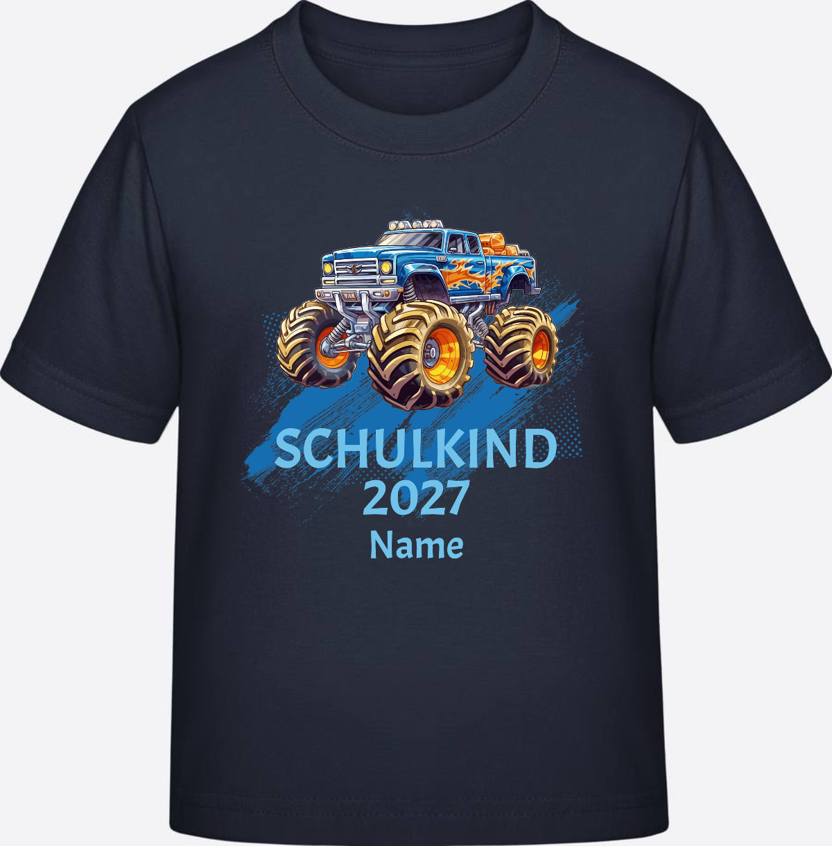 T-Shirt Einschulung Monstertruck personalisiert mit Name - French Navy
