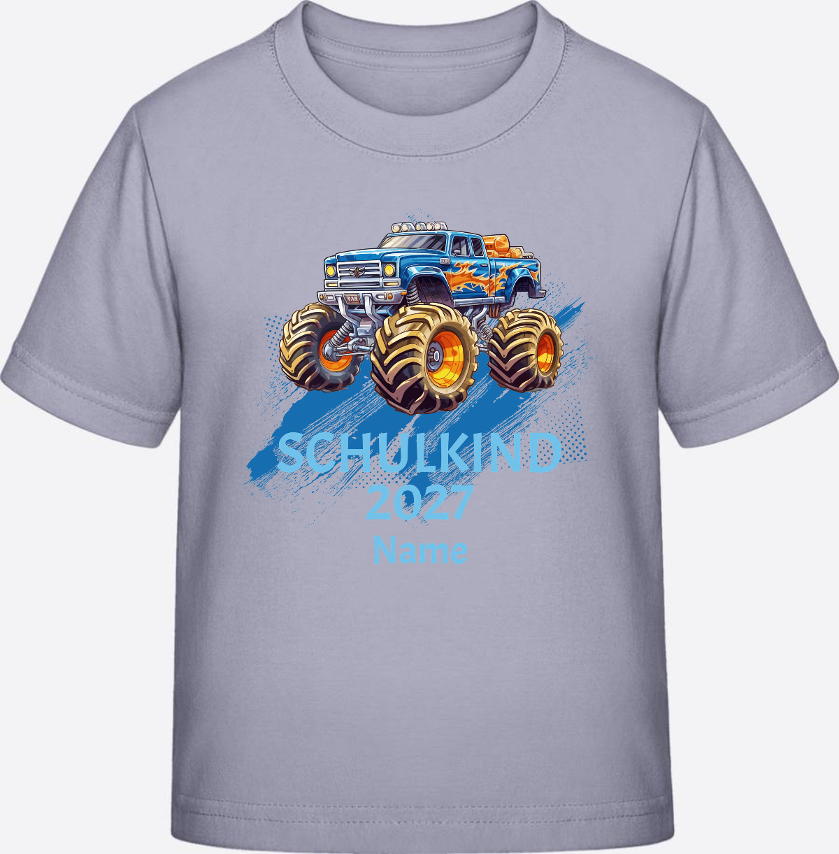 T-Shirt Einschulung Monstertruck personalisiert mit Name - Lavender
