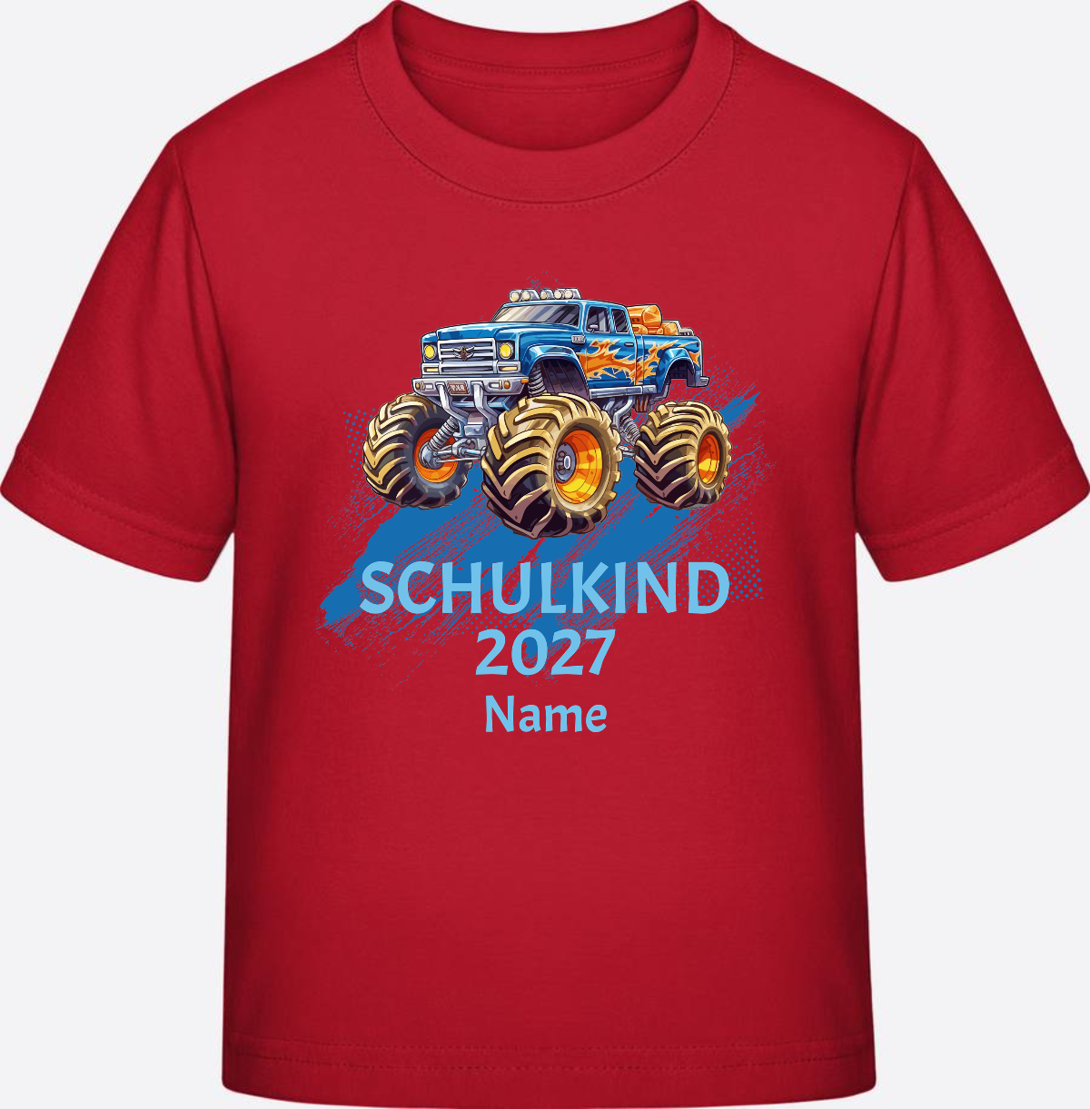 T-Shirt Einschulung Monstertruck personalisiert mit Name - Red
